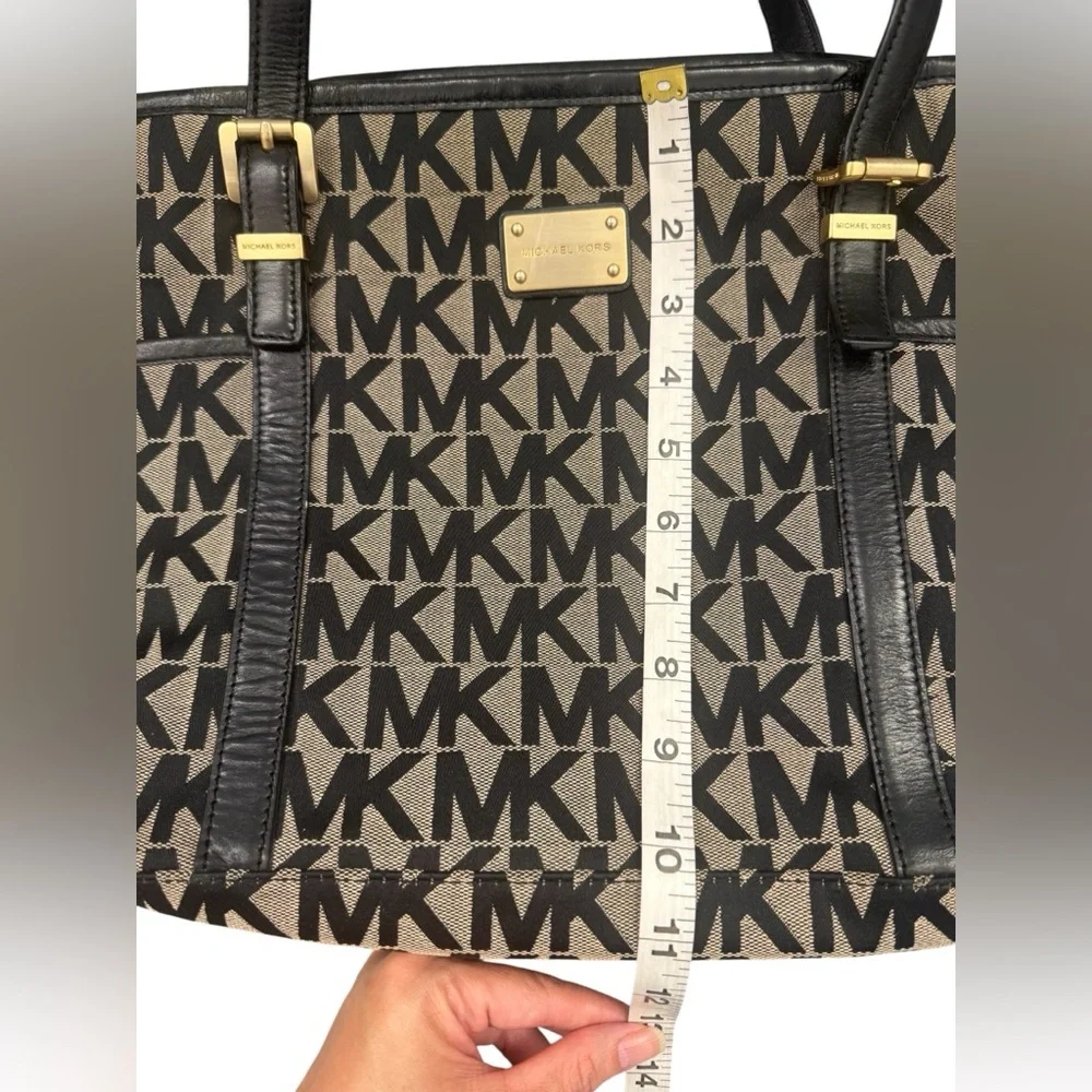 Michael Kors Jet Set MK Signature LG TZ Tote Black Canvas Bag